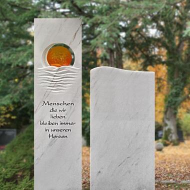 Marmor Grabstein zweiteilig mit Sonnenglas Loiret