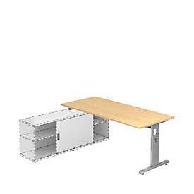 Schreibtisch ULM mit Sideboard, manuell höhenverstellbar