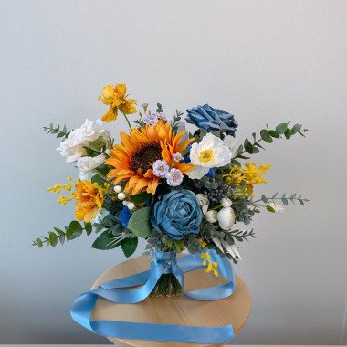 Sun Flower Dusty Blue Hortensie Seidenblumenstrauß