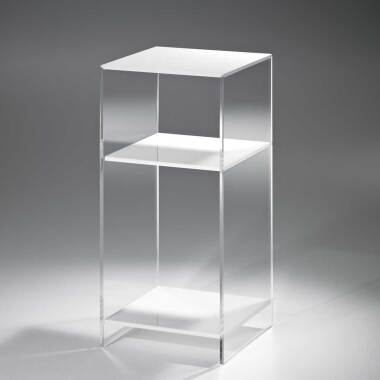 Telefontisch in Weiß & Ablagetisch aus Acrylglas Weiß