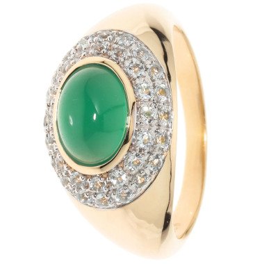 Topas-Ring aus 925 Silber & Entourage-Ring, Grüner Onyx, Topas, Silber