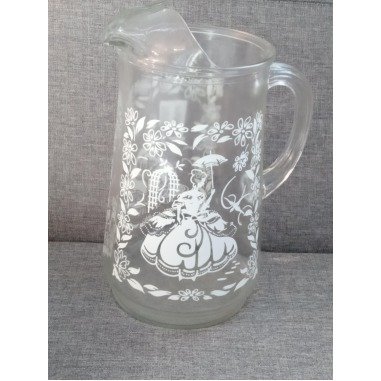 Vintage Southern Bell Krug Weiß Geätztes Design Schweres Glas Elegante Dame Mit 
