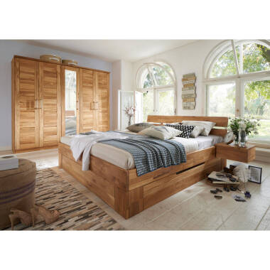 180x200 cm Bett Set mit 5-türigem Massivholz