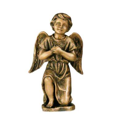 Bronze Grabengel Figur kniend Engel Cora / links