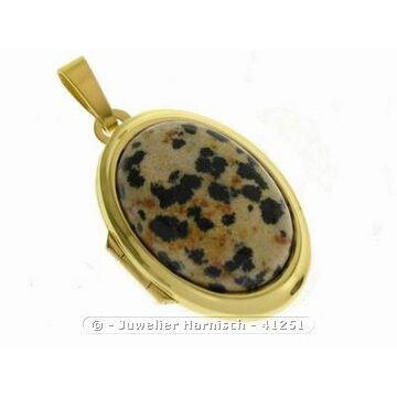 Dalmatiner Jaspis Medaillon Cabochon Gold 585