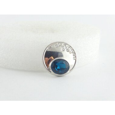 Druckknopf Chunk Metall Silber Blau Kristall, Chunks 18mm, Kette, Armband, Ring