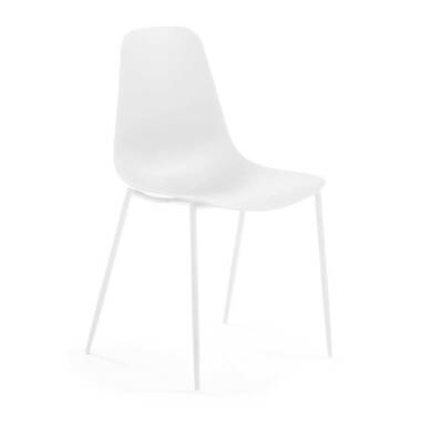 Esstisch Stühle in Weiß Kunststoff und Stahl (4er Set)