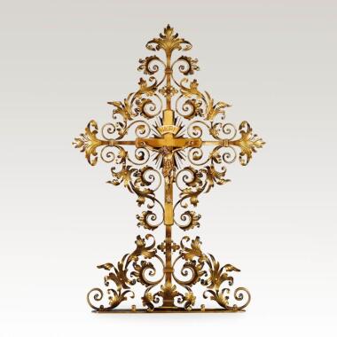 Grabkreuz klassisch aus Metall mit Jesus Figur kaufen - Cajos / Schmiedebronze