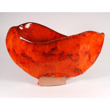 Grabvase aus Keramik & Handgefertigte Keramik Vase/Schale in Lavaorange