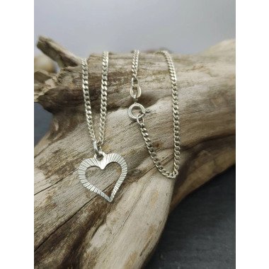 Herz Silberkette Halskette 43, 5cm Lang 925Er Silber Mit Kettenanhänger