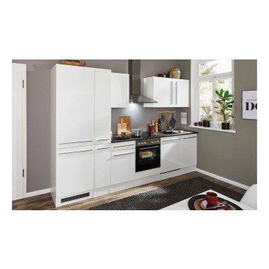 Küchenzeile 310 cm hochglanz weiß inkl. Elektrogeräte