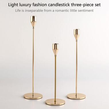 Luxuriöse Metall-Kerzenhalter, 3er-Set, Säulen-Tischdekoration