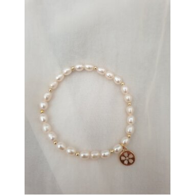 Modeschmuck Armband aus Gold & Süßwasser Perlen Armband/Filigranes Perlenarmband