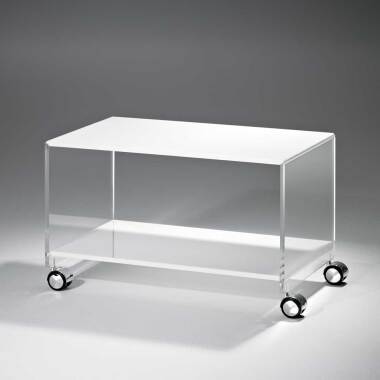 Rolltisch & Wohnzimmer Couchtisch mit Rollen Acrylglas Weiß