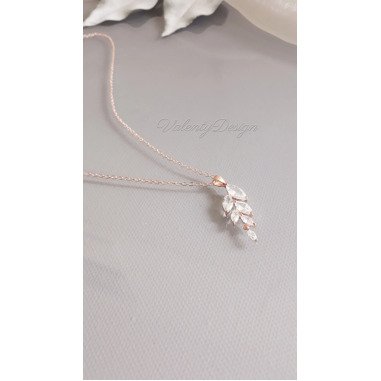 Rose Gold Hochzeit Halskette | Zirkonia Braut Kristall Hochzeitsschmuck