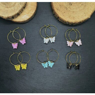 Schmetterling Ohrringe, Hoop Goldohrring, Boho, Creolen