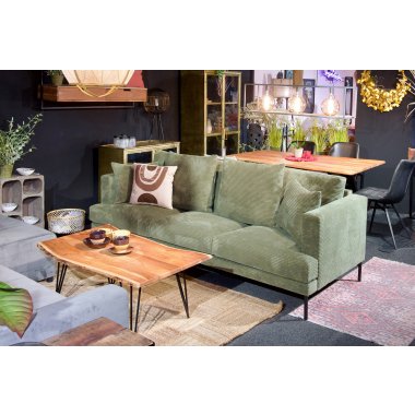 Sofa Jago mit extra Kissen in grünem Breitcord-Bezug