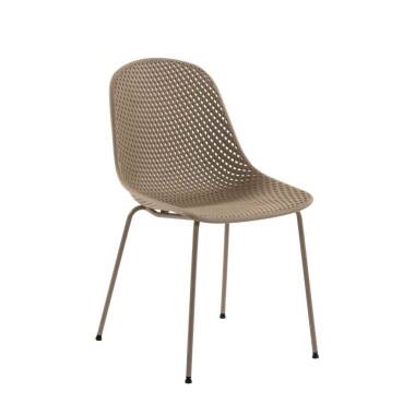 Stühle im Skandi Design Beige mit Lochmuster (4er Set)