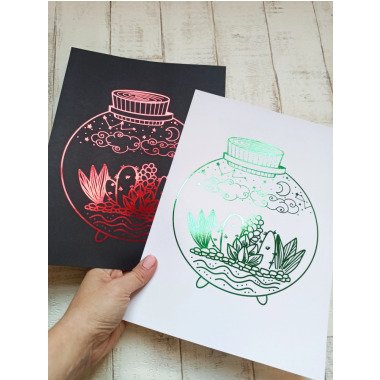 Sukkulenten Glasfolie Kunstdruck - Druck Dekoration Print Design Kaffee Wanddeko