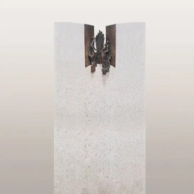 Urnengrabstein Kalkstein mit Bronze Ornament Treppe & Figuren