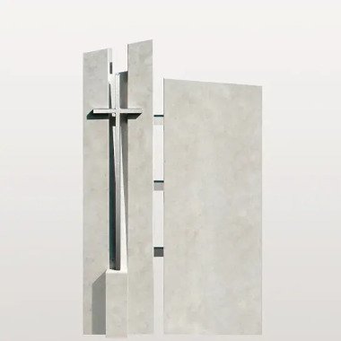 Urnengrabstein modern mit Metall Kreuz Artema