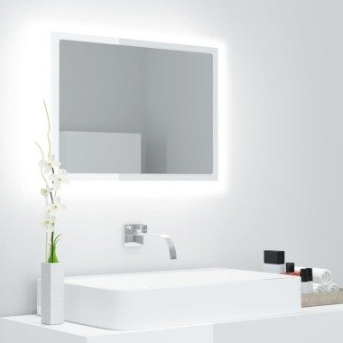 vidaXL LED-Badspiegel Hochglanz-Weiß 60x8,5x37