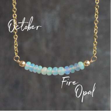 Edelsteinschmuck mit Opal & Opal Bar Halskette, Oktober Geburtsstein Geschenk