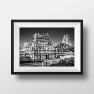 Foto Schwarz Und Weiß Indien Gopuram Srirangam
