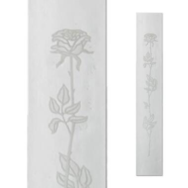 Glasdekor Stele in Weiß mit Rose für Grabmale Glasstele S-79 / 10x60cm
