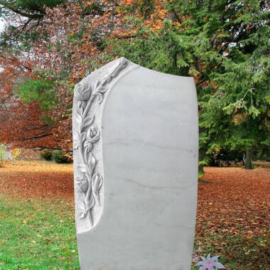 Grabstein aus Marmor aus Naturstein & Grabstein Einzelgrab mit Rosenranke Rosa