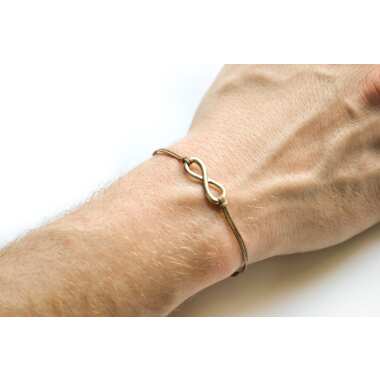 Infinity-Armband Für Männer, Braune Schnur Herren Armband Mit Einem Silbernen