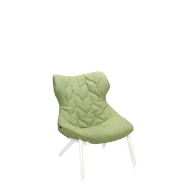 Kartell - Foliage Sessel - Gestell weiß - Stoff Trevira grün