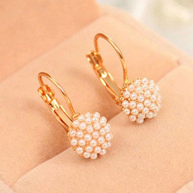 Modeschmuck Ohrringe Ohrhänger Blume aus Perlen Gold Style