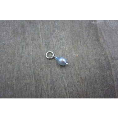 Perle & Jade Anhänger, Hellblauer Perlen 925 Silber, Tropfen Anhänger