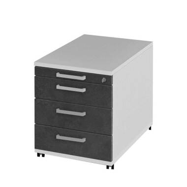 Schreibtischcontainer in Weiß Grau abschließbar