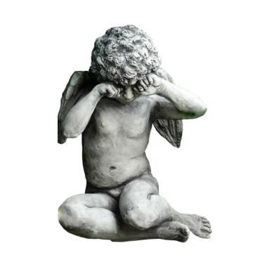 Trauernde Figur mit Engel & Trauernder Engel zur Grabgestaltung aus Stein Tivio