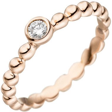 Vergoldeter Ring aus Rotgold & SIGO Damen Ring Kugel 925 Sterling Silber