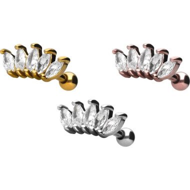Barbell Piercing aus Gold & Piercinginspiration Lotus Blume 5 Kristalle