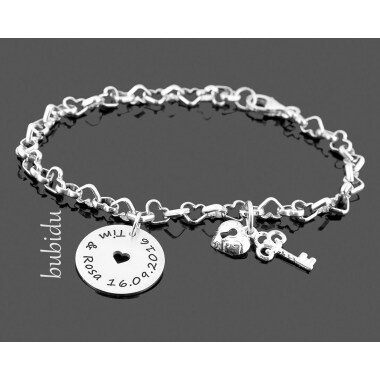 Brautschmuck Armband aus Metall & Braut Armband Gravur, Silberarmband