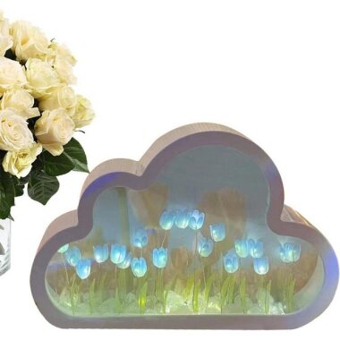 DOPWii Nachttischlampe Nachtlampe Wolkenspiegel,Tulpen-Nachtlicht