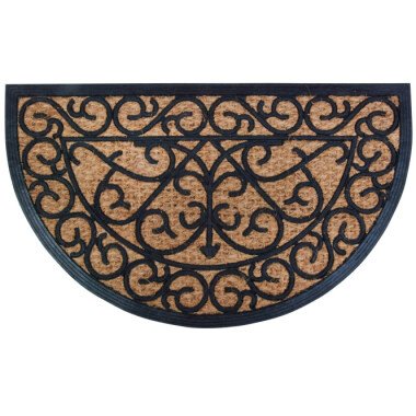 Esschert Design Fußmatte aus Gummi/Kokos-Einlage, halbrund, 75 x 45 cm