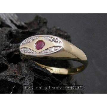 Gold Ring einzigartig Gold 333 bicolor Rubin + Diamant Goldrin