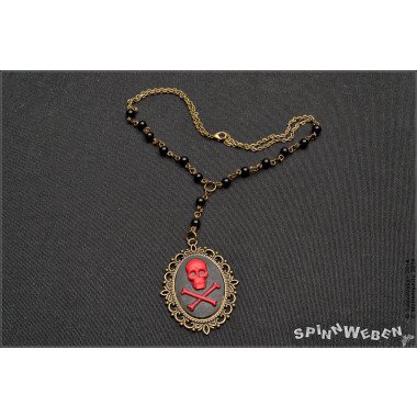 Gothic Totenschädel Amulett Halskette, Medaillon, Rahmen, Kamee, Czech