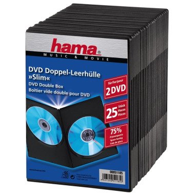 Hama DVD-Doppel-Leerhülle Slim 25, schwarz, Leerhülle