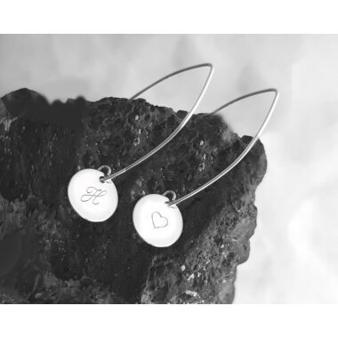 Moderne Plättchen Ohrringe Mit Gravur, 925 Silber Schmuck, Damen Scheiben