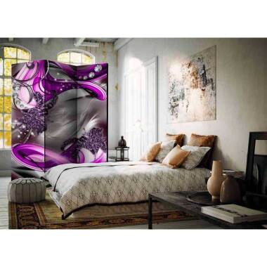Schlafzimmer-Regal & Schlafzimmer Paravent in Grau und Violett Diamanten