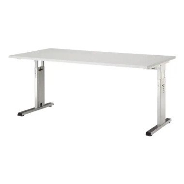 Schreibtisch , Grau , Metall , rechteckig , C-Form , 80x65-85 cm , DIN
