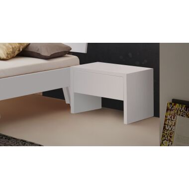 Schubladen-Nachttisch aus deckend weiß lackierter