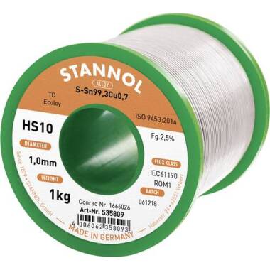 Stannol HS10 2,5% 1,0MM SN99,3CU0,7 CD 1000G