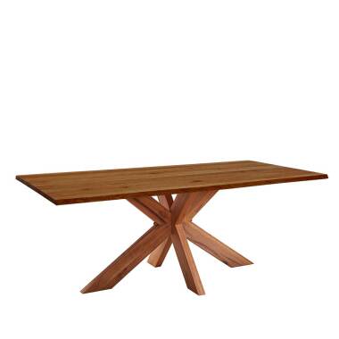  Tisch mit Baumkante & Tisch Holzspider Gestell Zerreiche braun geölt